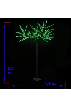 LED-«Японская ива» пушистая, зеленая, высота 2,5 м